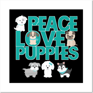 Peace love puppies paw print Posters and Art